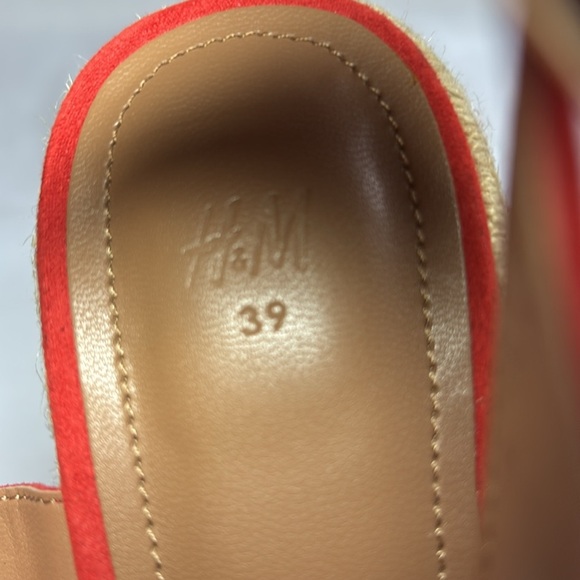 H&M Orange Suede Espadrille Wedge Sandals Size 39 - Picture 5 of 6